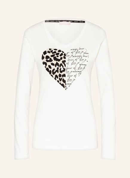 LIU JO Long sleeve shirt with decorative gems, Color: WHITE/ BLACK/ BEIGE (Image 1)