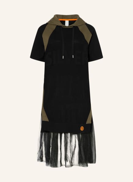 ULLI EHRLICH SPORTALM Hoodie-Kleid im Materialmix, Farbe: OLIV/ SCHWARZ (Bild 1)