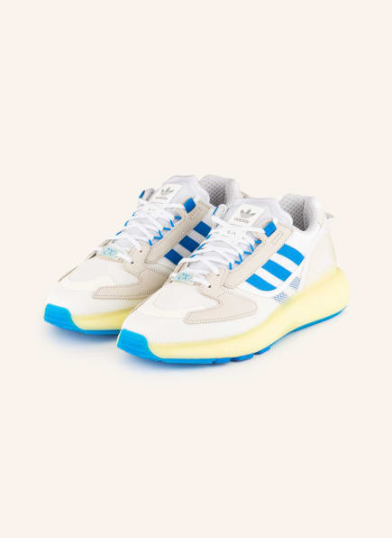 Damen Schuhe Stiefel Stiefel mit Keilabsatz adidas Sneaker ZX 5K Boost Weiß/Hellblau in Weiß 