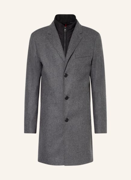 HUGO Wool coat MILOGAN with detachable trim, Color: GRAY (Image 1)