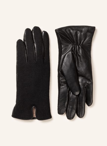 MARC CAIN Handschuhe im Materialmix, Farbe: 900 BLACK (Bild 1)