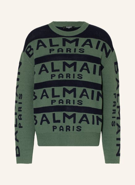 BALMAIN Sweater, Color: BLACK/ GREEN (Image 1)