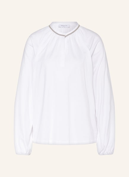 FABIANA FILIPPI Shirt blouse with decorative gems, Color: WHITE (Image 1)