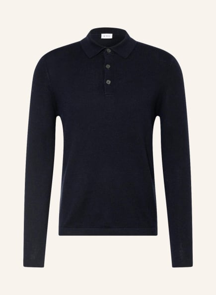 FTC CASHMERE Knit polo shirt with cashmere, Color: DARK BLUE (Image 1)