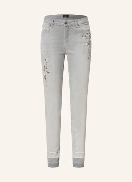monari Destroyed jeans with beading and decorative gems, Color: 880 platin (Image 1)