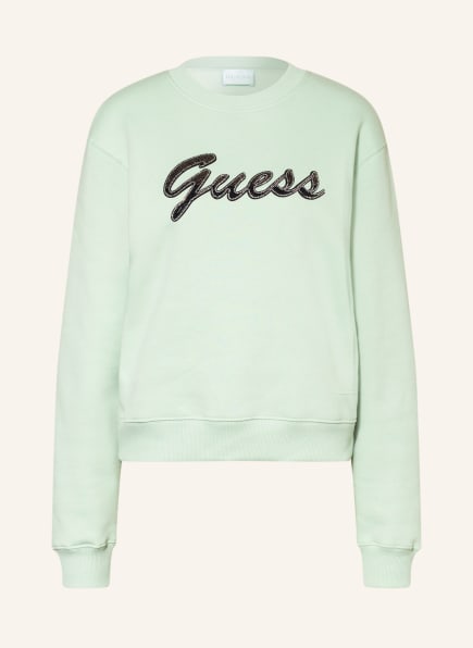 GUESS Sweatshirt ALONA with decorative gems, Color: LIGHT GREEN (Image 1)