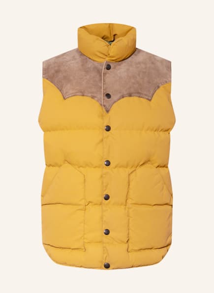 RRL Quilted vest in dark yellow/ camel 