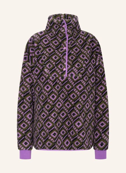 rich&royal Oversized-Sweatshirt aus Teddyfell, Farbe: LILA/ KHAKI (Bild 1)