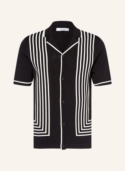 REISS Resorthemd PURDY Regular Fit aus Strick, Farbe: SCHWARZ/ WEISS (Bild 1)