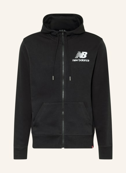 new balance Sweat jacket ESSENTIALS STACKED, Color: BLACK (Image 1)