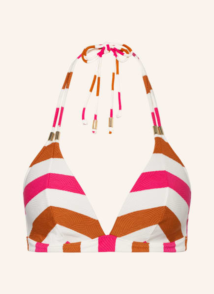 MARIE JO Triangle bikini top TERRASSA , Color: CREAM/ PINK/ DARK ORANGE (Image 1)