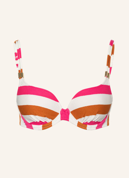 MARIE JO Underwired bikini top TERRASSA , Color: CREAM/ NEON PINK/ DARK ORANGE (Image 1)
