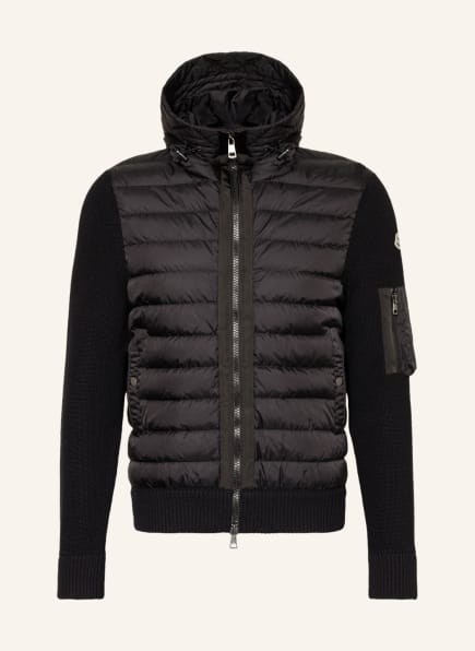 MONCLER Cardigan HYBRID in mixed materials, Color: BLACK (Image 1)