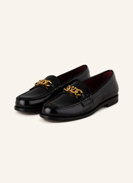VALENTINO GARAVANI Penny loafers VLOGO CHAIN, Color: BLACK (Image 1)