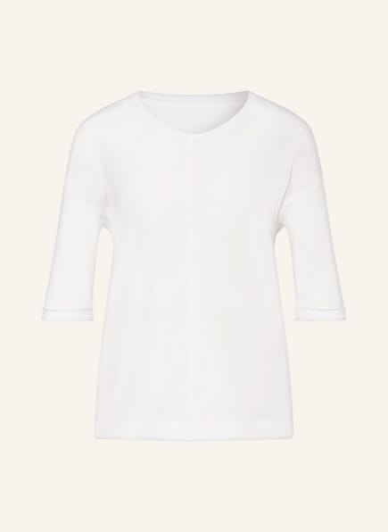 MARC CAIN Shirt blouse with 3/4 sleeve in mixed materials, Color: CREAM (Image 1)