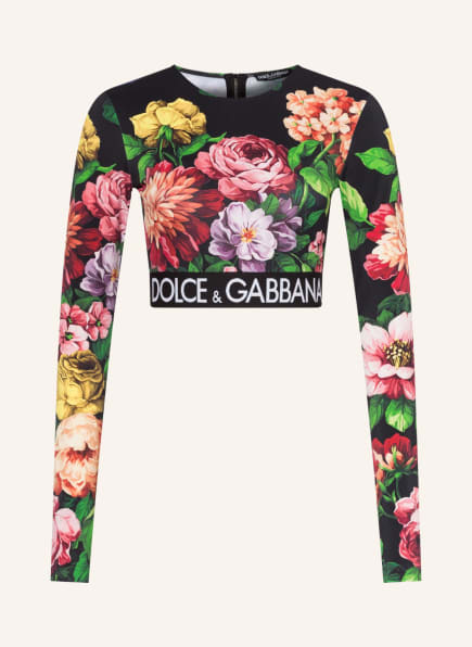 DOLCE & GABBANA Cropped long sleeve shirt, Color: BLACK/ GREEN/ RED (Image 1)