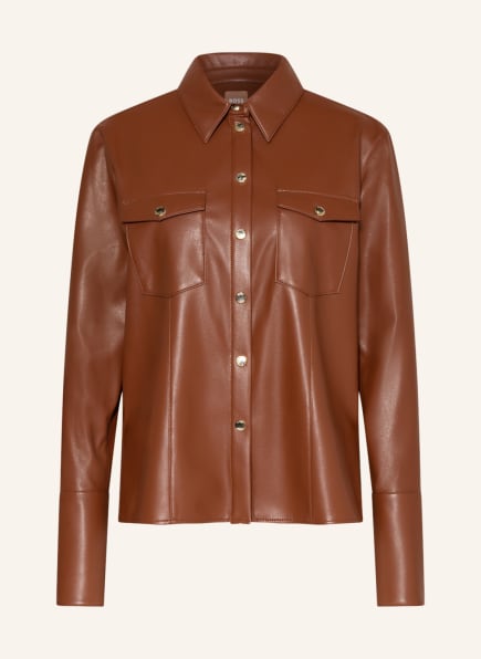 BOSS Overshirt BADENA in leather look, Color: BROWN (Image 1)