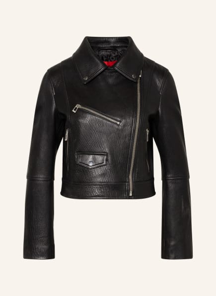 HUGO Leather jacket LEVOANA, Color: BLACK (Image 1)