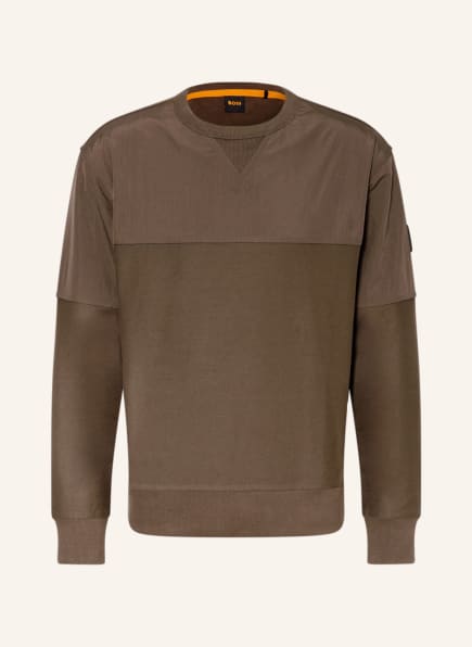 BOSS Sweatshirt WETWILL im Materialmix, Farbe: OLIV (Bild 1)