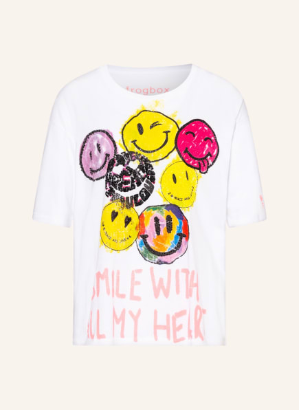 FrogBox T-shirt with decorative gems and sequins, Color: WHITE/ YELLOW/ PINK (Image 1)
