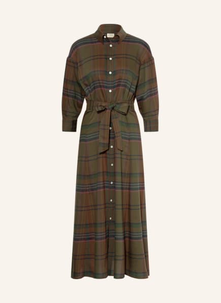 POLO RALPH LAUREN Shirt dress with 3/4 sleeves, Color: OLIVE/ BROWN/ TEAL (Image 1)