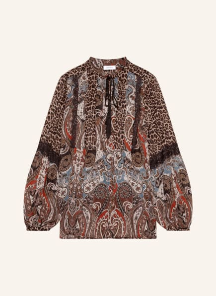 darling harbour Blusenshirt mit Spitze, Farbe: DUNKELBRAUN/ BLAUGRAU/ BEIGE (Bild 1)