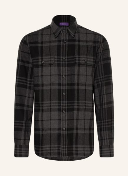 RALPH LAUREN PURPLE LABEL Shirt comfort fit with cashmere , Color: BLACK/ DARK GRAY (Image 1)
