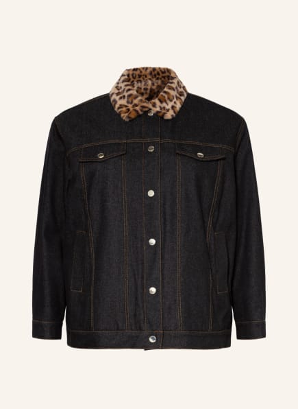 MARINA RINALDI SPORT Reversible denim jacket with faux fur, Color: 074 Black Denim (Image 1)