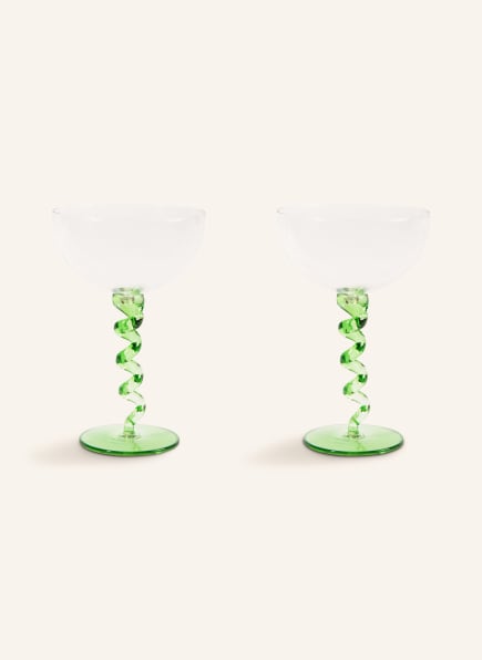 &k amsterdam Set of 2 bowls ICE SPIRAL, Color: WHITE/ GREEN (Image 1)