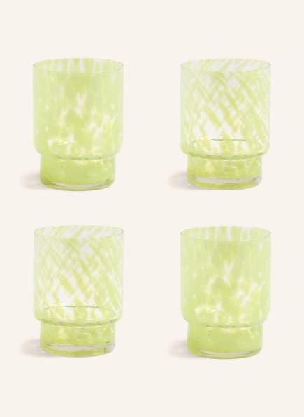 &k amsterdam Set of 4 drinking glasses TORTOISE, Color: LIGHT GREEN (Image 1)