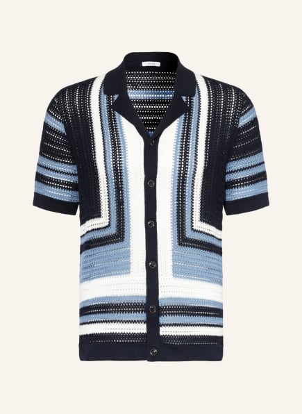 REISS Resorthemd RONAN Slim Fit aus Strick, Farbe: DUNKELBLAU/ HELLBLAU/ WEISS (Bild 1)