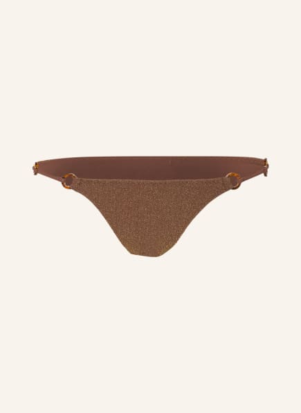 LOVE Stories Triangle bikini bottoms POPPY with glitter thread, Color: BROWN/ GOLD (Image 1)
