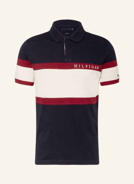 TOMMY HILFIGER Piqué-Poloshirt Regular Fit, Farbe: CREME/ DUNKELROT/ DUNKELBLAU (Bild 1)
