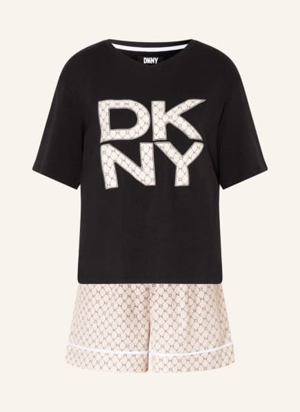 DKNY Shorty pajamas JUST CHECKING IN, Color: BLACK/ LIGHT BROWN/ GRAY (Image 1)