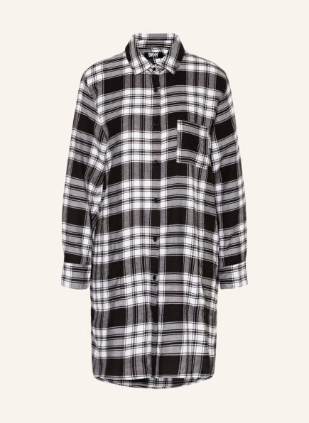 DKNY Flannel nightgown JUST CHECKING IN, Color: BLACK/ WHITE (Image 1)