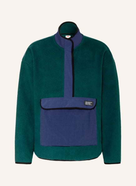 Levi's® Fleece half-zip sweater, Color: DARK GREEN/ DARK BLUE (Image 1)