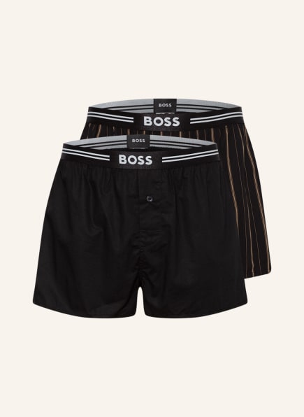 BOSS 2-pack woven boxer shorts , Color: BLACK/ BEIGE (Image 1)