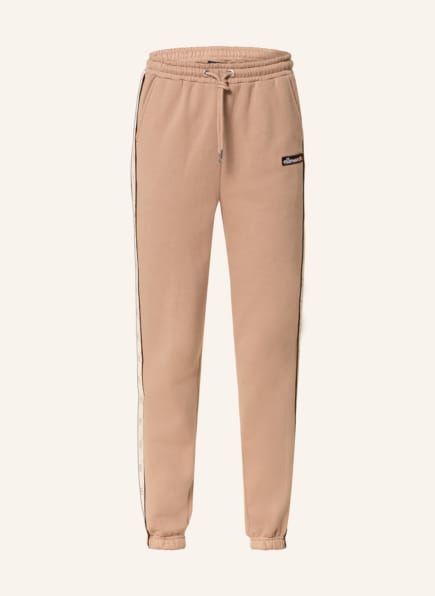 ellesse Trousers DELFINIA in jogger style with tuxedo stripe, Color: LIGHT BROWN/ ECRU (Image 1)