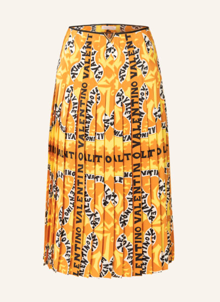 VALENTINO Pleated skirt made of silk, Color: DARK YELLOW/ DARK ORANGE (Image 1)