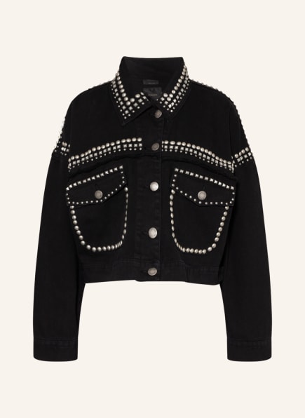PINKO Cropped denim jacket CANTO with rivets, Color: BLACK (Image 1)