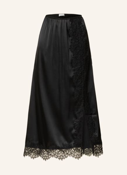 rosemunde Silk skirt with lace, Color: BLACK (Image 1)
