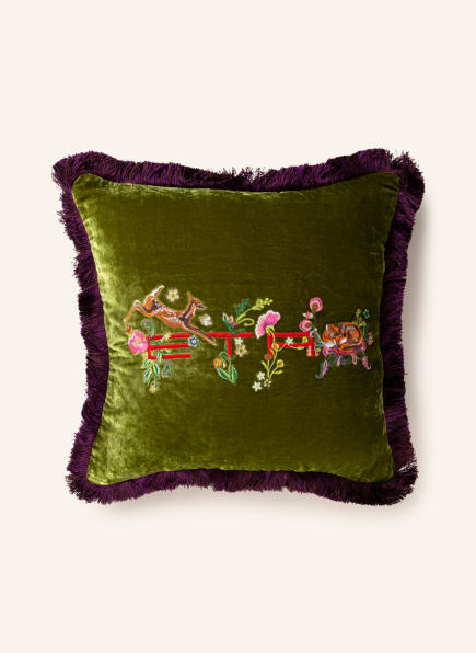 ETRO Home Decorative velvet cushion, Color: LIGHT GREEN/ DARK PURPLE (Image 1)