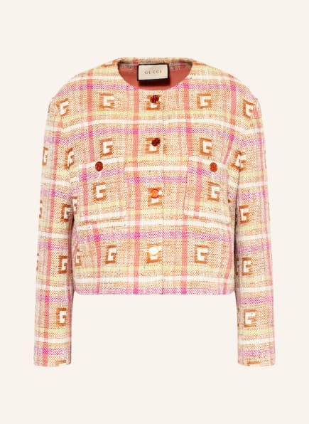 GUCCI Tweed-Blazer, Farbe: CAMEL/ CREME/ ROSÉ (Bild 1)