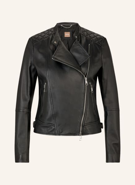 BOSS Leather jacket SAKINA, Color: BLACK (Image 1)
