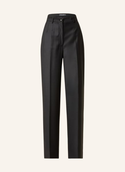 DOLCE & GABBANA Wide leg trousers with tuxedo stripes, Color: BLACK (Image 1)