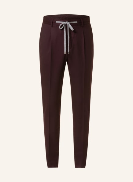 PESERICO Pants in jogger style extra slim fit made of merino wool, Color: DARK PURPLE (Image 1)