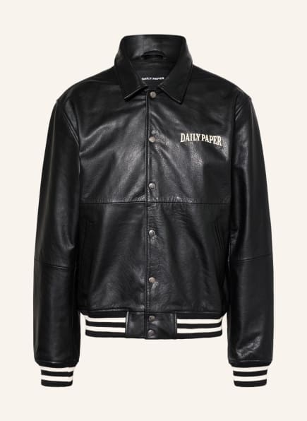 DAILY PAPER Leather jacket NEVIN, Color: BLACK (Image 1)