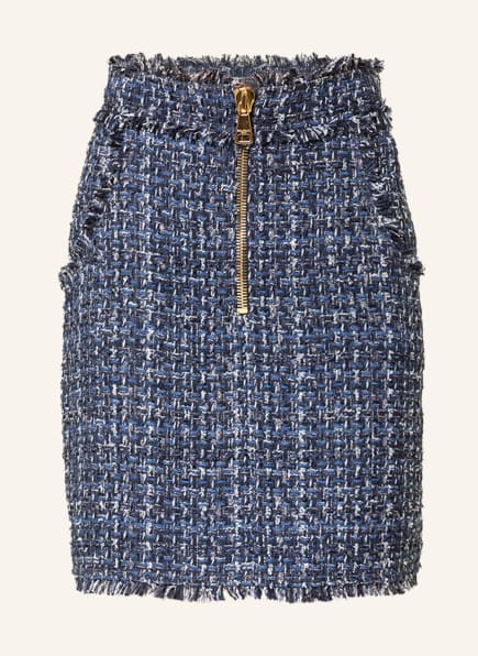 BALMAIN Tweed skirt with glitter thread, Color: BLUE (Image 1)