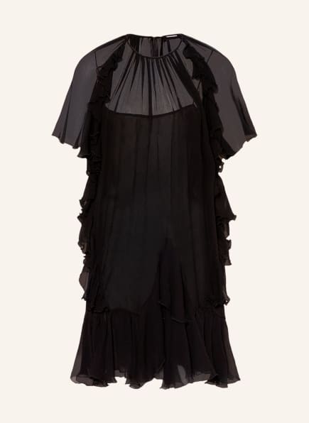 DSQUARED2 Silk dress with frills, Color: BLACK (Image 1)