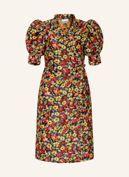 GANNI Jacquard-Kleid, Farbe: SCHWARZ/ GELB/ ROT (Bild 1)